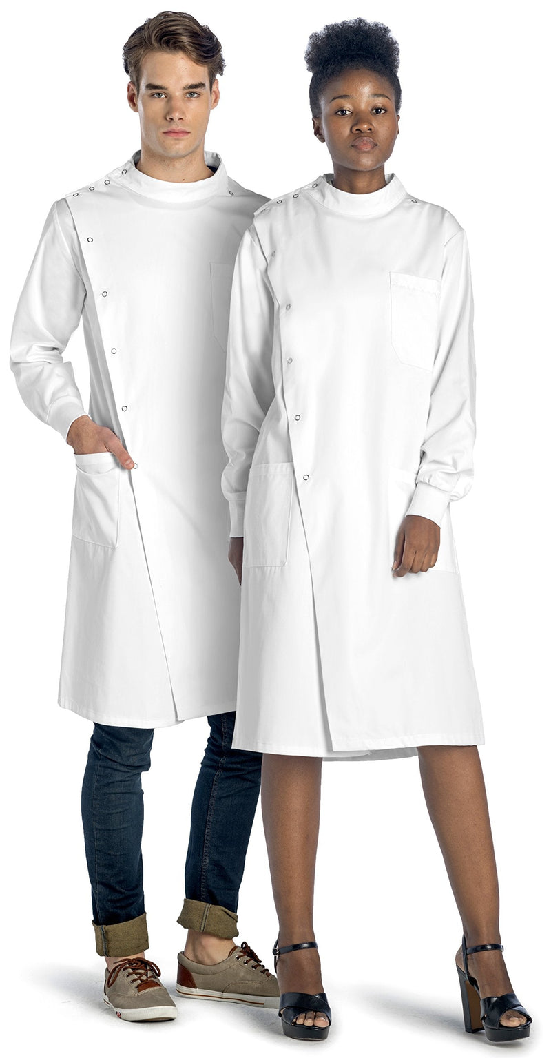 Dr. James Unisex Howie Style Lab Coat – White Medical Coat, Classic Fit, Cuffed Sleeves, Snap Closure, Full Coverage Design L (Men L / Women XL)