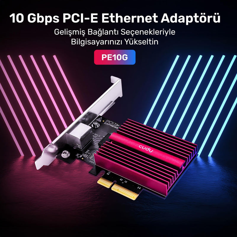 Cudy 10GB PCIe Network Card, 10G Base-T PCIe Adapter, Flow Control, PCIe to 10 Gigabit Ethernet Adapter, Supports Windows 11/10, WindowsServer 2022 and Linux, Including Network Cable