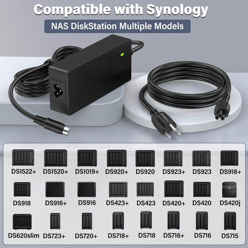 12V 10A DiskStation Charger for Synology NAS Disk Station DS1520+ Power Cord AC Adapter for Synology DS1522+ DS916+ DS918+ DS920+ DS923+ Network Storage NAS Server DS723+ DS420+ DS423+ DS620slim DS720