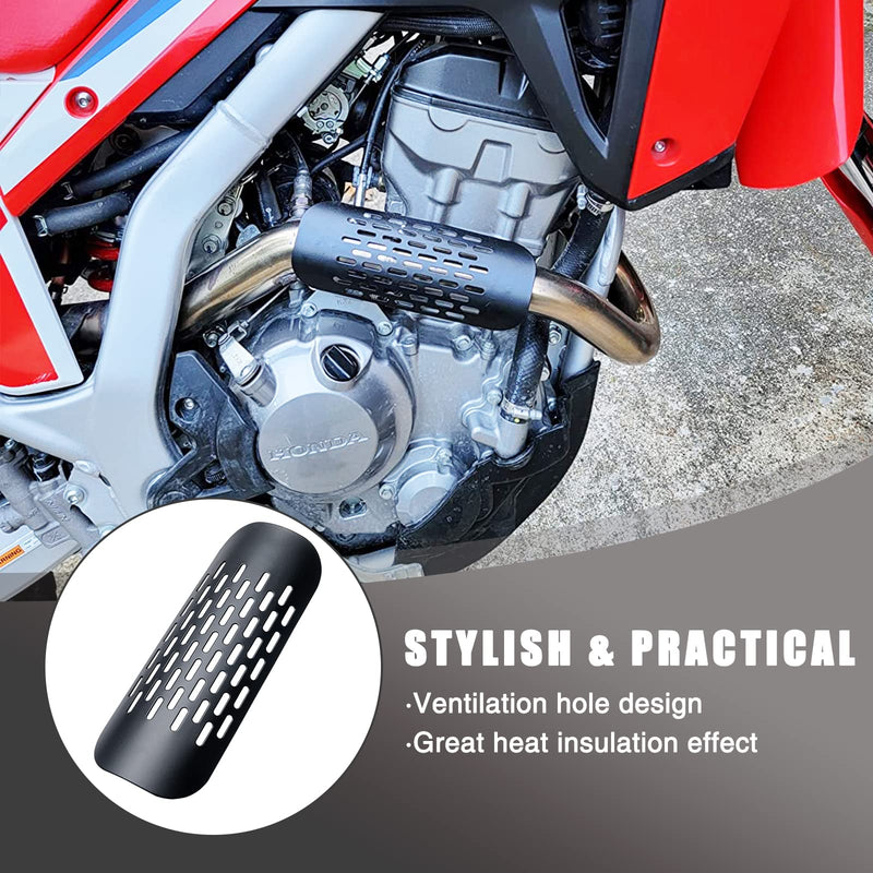 Motorcycle Exhaust Heat Shield: Universal Metal Steel Exhaust Muffler Pipe Heat Insulation Cover for Mini Bike, Grid Design with Ventilation hole