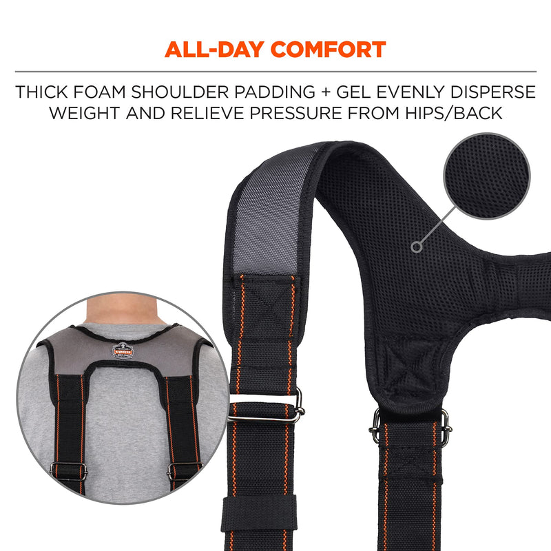 Ergodyne Arsenal 5560 Tool Belt Suspenders, Padded Shoulders, Adjustable , 36"-48"