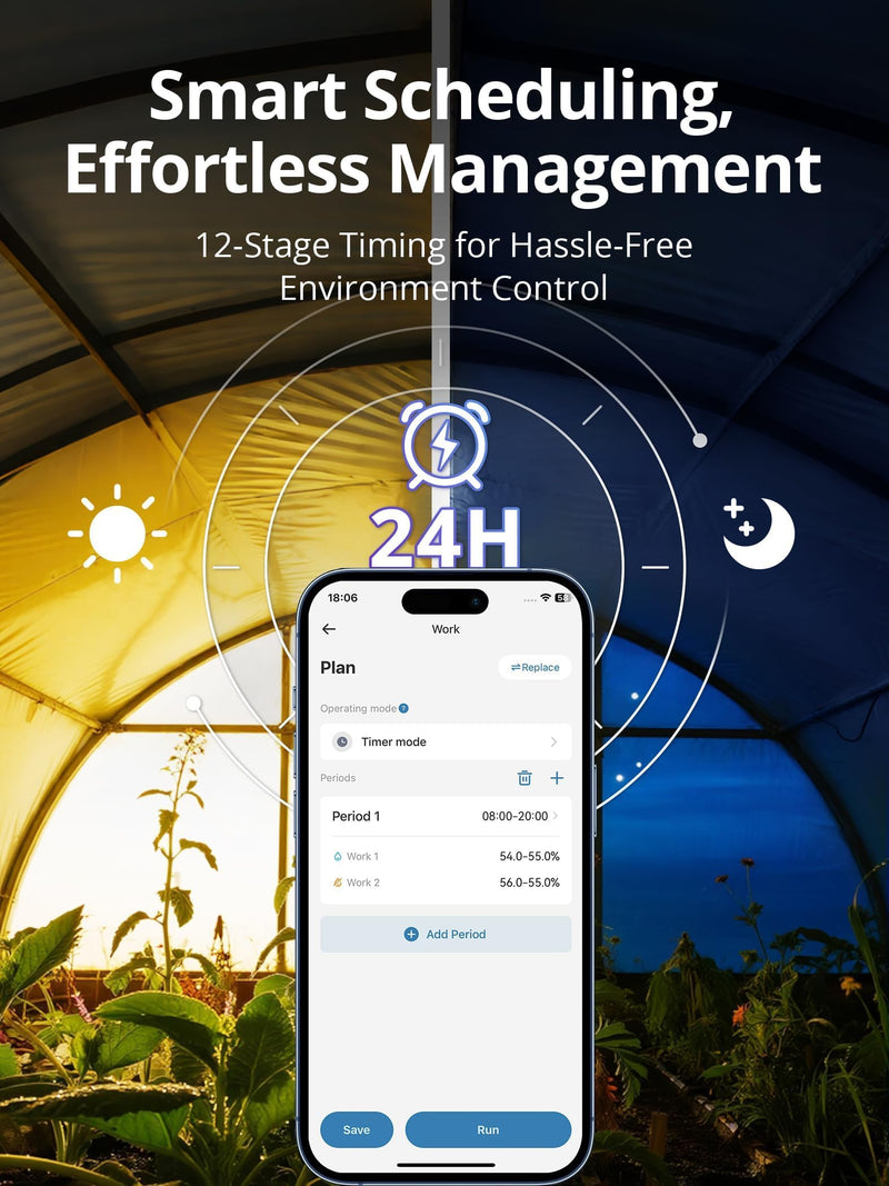 LUXBIRD WiFi Temperature Humidity Controller LTC-318-W with Monitor, App Control for Reptile Terrarium Greenhouse Grow Tent，2-Year Warranty (Black) Black