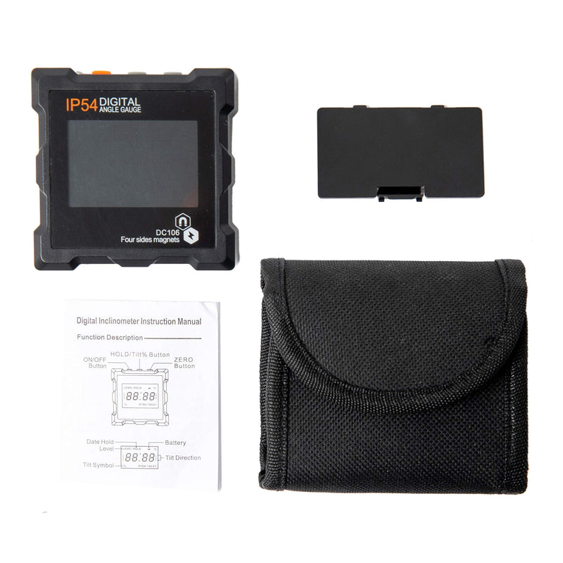 Beslands Digital Protractor Magnetic Bevel Box Inclinometer LCD Waterproof Angle Gauge Integrated 4 Magnets Inclinometer 4 Side Magnets
