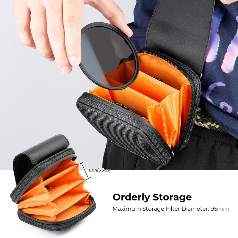 K&F Concept 4 in 1 Basic Model Lens Filter Pouch Up to 95mm solar filter Pouch Case Camera Lens Filter Storage Wallet for ND UV CPL Filter Waterproof Filter Pouch Grey 03-XL
