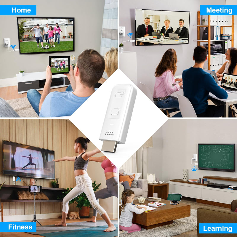 Wireless HDMI Display Dongle Adapter, Portable Receiver for Streaming Movies, Shows Extender Kit 4K Support 2.4/5Ghz, Video Mirroring Dongle Receiver from Smartphone,Laptop Support Airplay Miracast