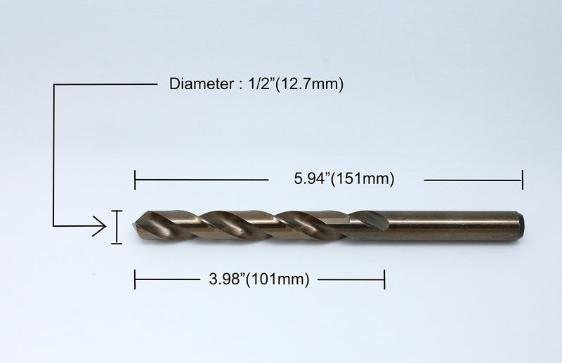 BEILI Tools HSS M35 Cobalt Twist Drill Bits, Pack of 5 (12.7mm, 1/2") 12.7mm(1/2")