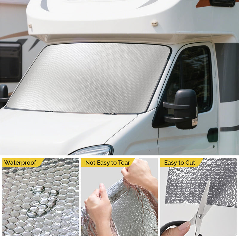 fowong Reflective Window Insulation Roll, 59"x99" Window Insulation Kit for Winter, Thermal RV Reflcetive Aluminum Foil Bubble Heat Shield Radiant Barrier for Garage, Roof, Attic 59" x 99" X 3mm