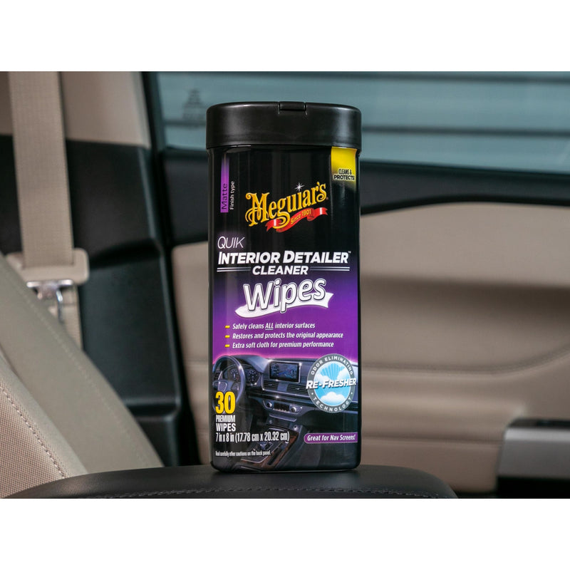 Meguiar's Quik Interior Detailer Wipes - This Non-Greasy Formula Cleans and Protects All Interior Surfaces - Easy Cleaning and Interior Detailer, All Surface Car Wipes with UV Protection, 25 Wipes