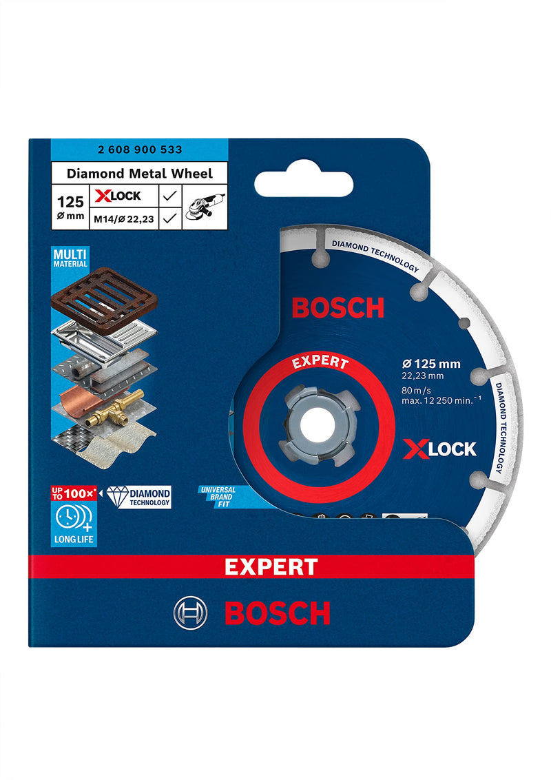 Bosch 1 x Expert Diamond Metal Wheel X-LOCK Cutting Disc (for Cast Iron, Stainless Steel, Diameter 125 mm, Professional Accessories, Small Angle Grinder) Ø 125 mm