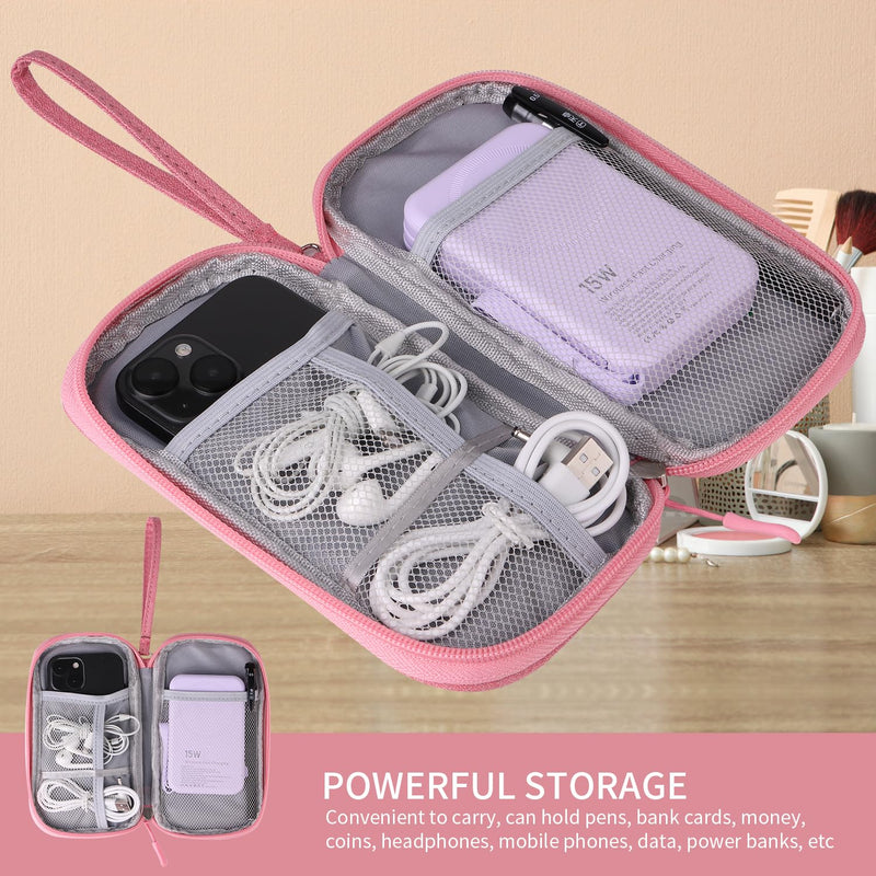 Travel Cable Organizer,Electronics Accessories Organizer Bag,Electronic Organizer Travel Universal Cable Organizer Electronics Accessories Bag for Charger, Phone, memory card,Travel Gadget Bag (Pink) Pink