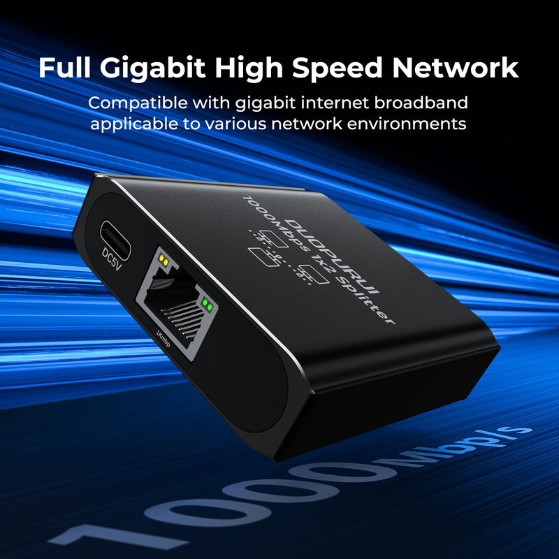 Ethernet Splitter 1 to 2,1000Mbps High Speed Network Splitter,LAN Splitter 2 Port with Ethernet cable, for Cat 5/5e/6/7/8 Cable [2 Devices Simultaneous Networking] (1 to 2 with Network cable)