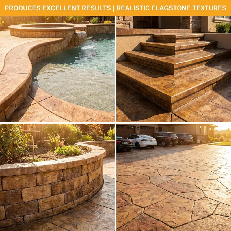 The Original Weathered Flagstone, Concrete Roller Stamp, Stone Texture Roller, Concrete Roller Stamp, and Masonry Form, for decorative concrete patios, driveways, walkways, water features, etc. by SBC WeatheredFlagstone