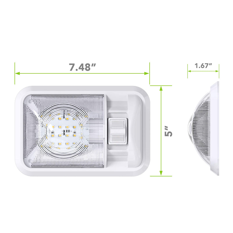 12V Led RV Ceiling Dome Light RV Interior Lighting for Trailer Camper with Switch, Single Dome 300LM