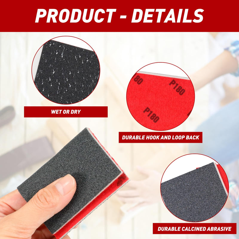 24-Piece Sanding Sponges Set, 80-3000 Grit Wet Dry Sandpaper, Flexible Sanding Sponge Wood, Professional Sanding Pads for Metal, Wood, Paint, Filler, Car Body Repair MIX