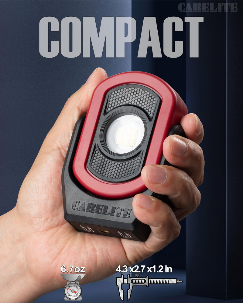 Magnetic Work Light – 780 Lumen Compact Pocket Light, Rechargeable 3000mAh, 360° Pivot, Durable & Portable for Mechanics & Jobsites (Red, 3-Pack) Red-3PK 3 Pack-780lm