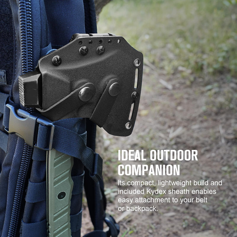 OKNIFE Otacle A1 Mini Multifunctional Hatchet, Rugged, Full Tang, 2-in-1 Hatchet, Comfortable, Non-Slip Grip with Durable Kydex Sheath A1 Mini (OD Green)