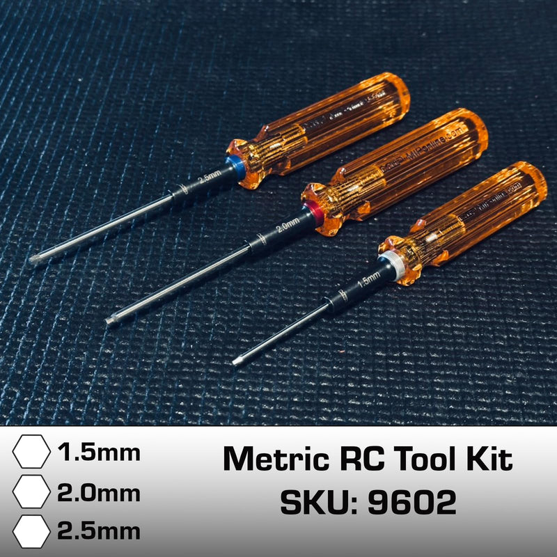 MIP 9602 3-Piece RC Hex Screwdriver Set (1.5mm, 2.0mm, 2.5mm) – Precision Hex Allen Wrenches for RC Cars, Drones, Boats, Helicopters – RC Repair Tool Kit – Made in USA Metric 1.5mm 2.0mm 2.5mm