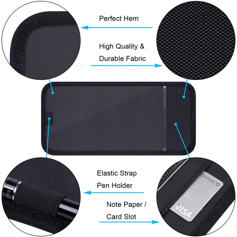 Handicap Placard Holder for Auto, Wisdompro Disabled Parking Permit Sign Protector for Car Sun Visor with Note Paper Slot, Pen Holder and Elastic Strap - Black