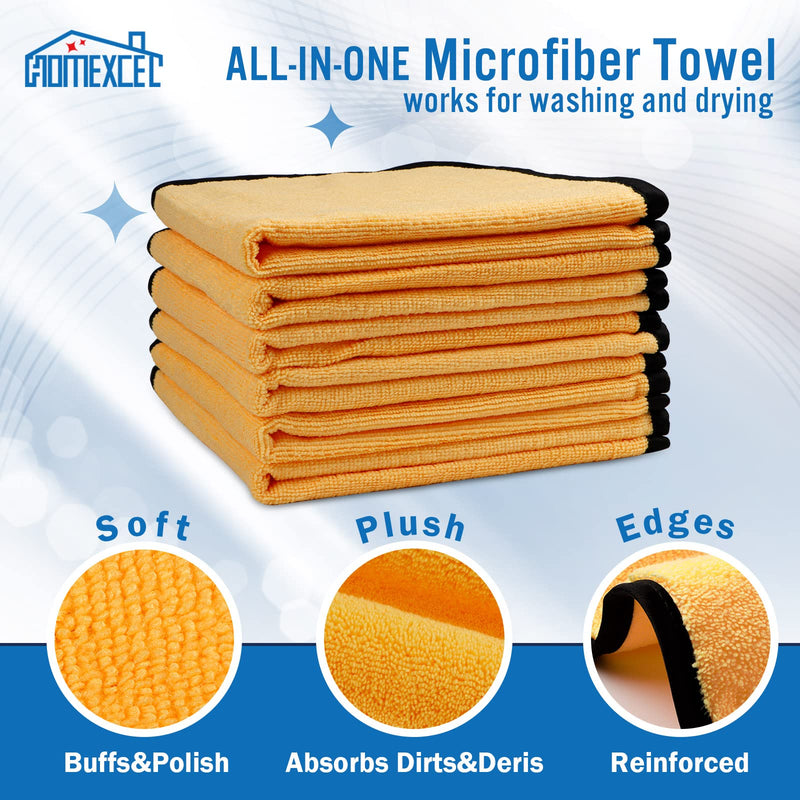 HOMEXCEL Microfiber Towels for Car, Premium Cleaning Cloth Lint Free,Scratch Free, Strong Water Absorption, Car Washing Drying Towel for Household, Auto Detailing, Windows, 16" x 16 ", 6 Pack 16" x 16"