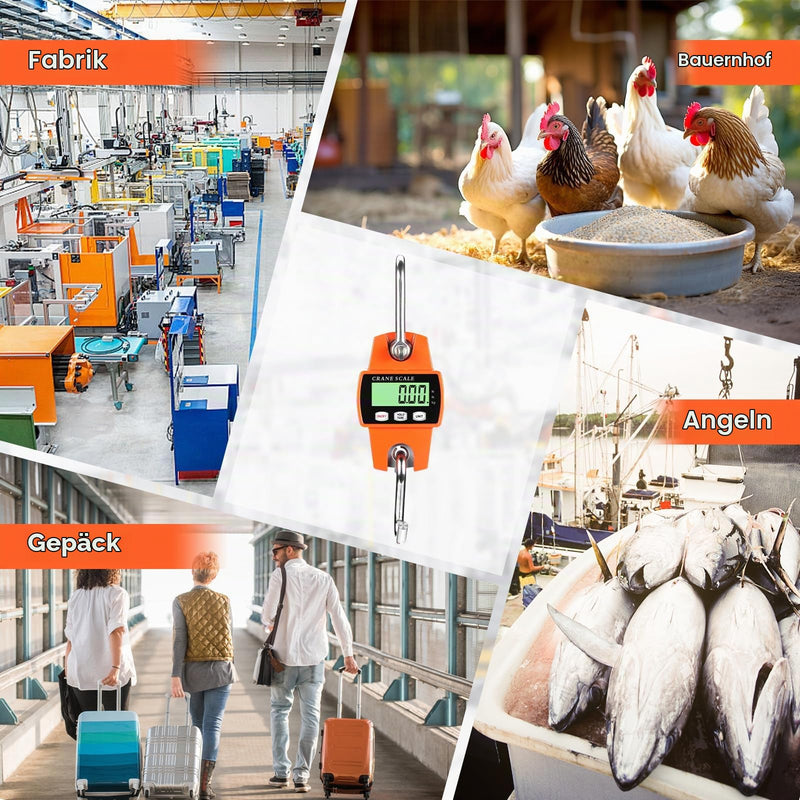 Digital Hanging Scales 300 kg 660 lbs, Hanging Scales Electronic Crane Scales with Accurate Sensors & LCD Display, Mini Portable Scales with Hooks for Farm, Factory, Hunting 300KG
