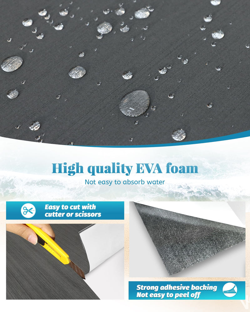KXKZREN Boat Flooring EVA Foam Decking Sheet Mateials Non-Slip Marine Boat Deck Carpet Self-Adhesive Comfort Floor Mats for Boat Motorboat RV Yacht Kayak Cooler Top 94x16in, area 10.59 sq.ft Dark Gray with Black Backing