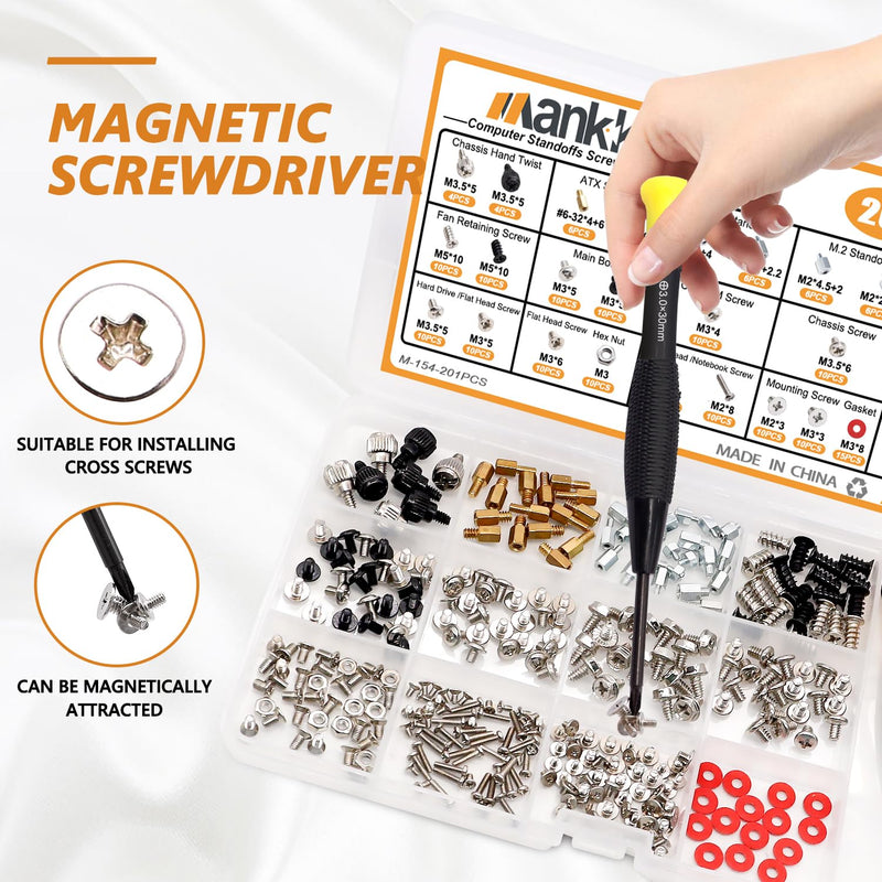 mankk 23 Sizes M.2 Computer Screws Motherboard Standoffs Laptop Screws for Motherboard,HDD Hard Drive,SSD,PC Case,PC Fan,ATX Case,CD-ROM