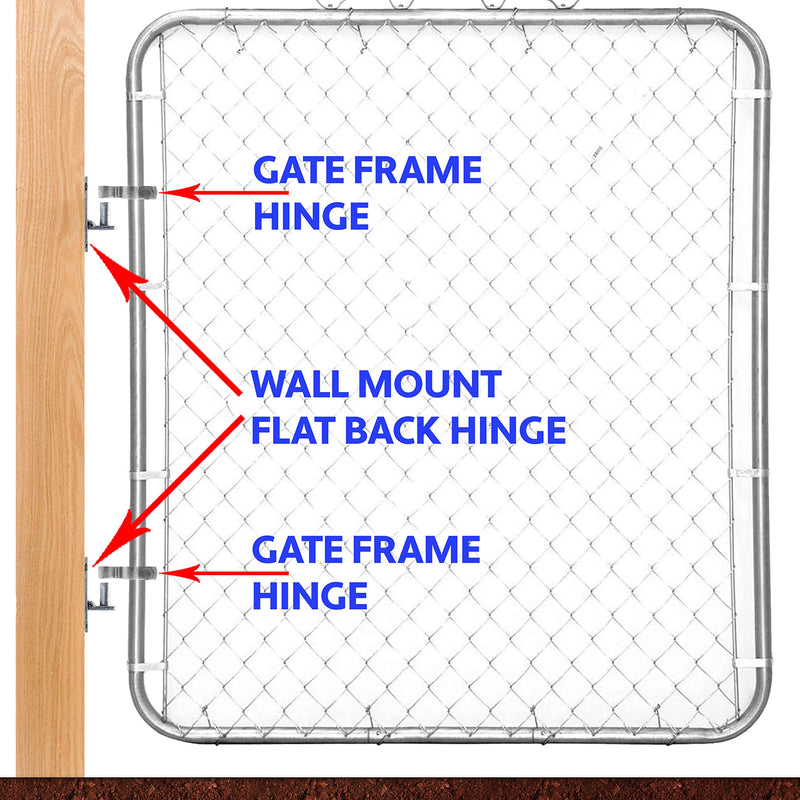 WALL Mount Flat Back Chain Link Fence Gate Hinge - 5/8 Hinge Pin 2 Pack Wall Mount - 2 Pack