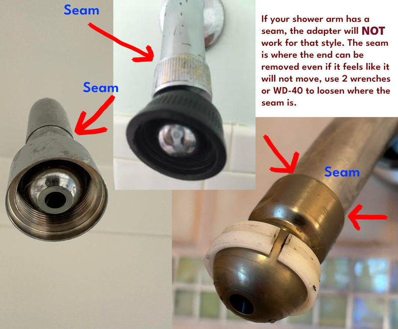 All 3 Ball End Shower Arm Adapter Set Convert to 1/2" Standard Fitting