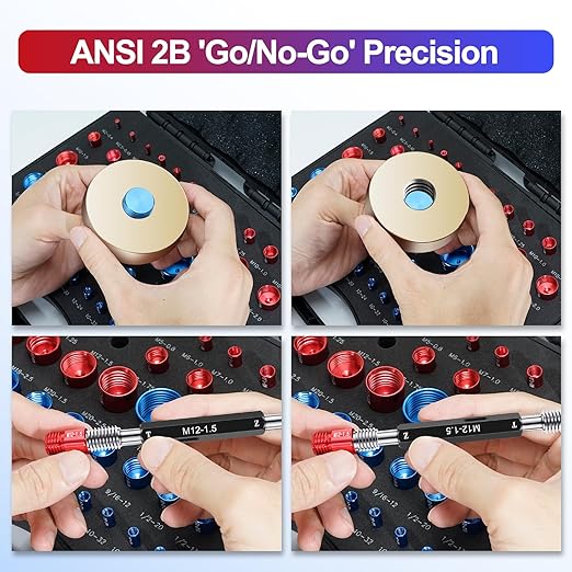 50Pcs Thread Checker, Bolt Size Finder Nut and Bolt Thread Checker, 23 Metric & 27 SAE Box Set Thread Gauge Size Checker in Narrow Area