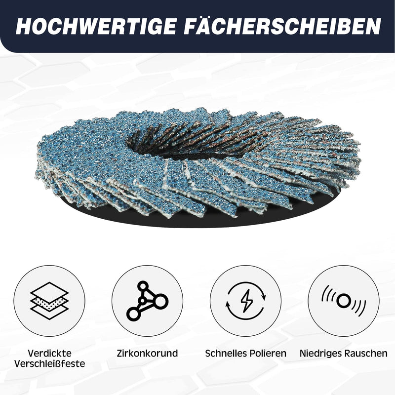 Flap Discs 50 mm Pack of 30 Sanding Discs Grit 40/60/80 | With 1/4 inch holder, for angle grinder, grinding polishing 30 pieces