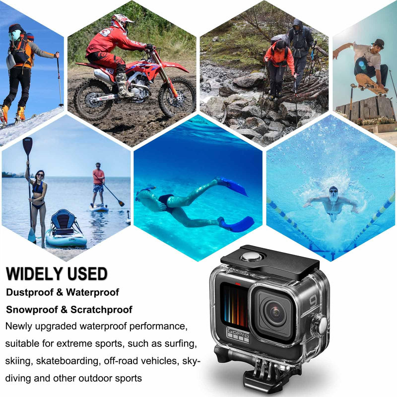 BO&DQQ 60M/196FT Waterproof Housing Case Compatible for Go Pro Hero 8 Black, Protective Underwater Dive Case Shell with Cameras Handle Mount Accessories Kit for Gopro Hero 8 Black