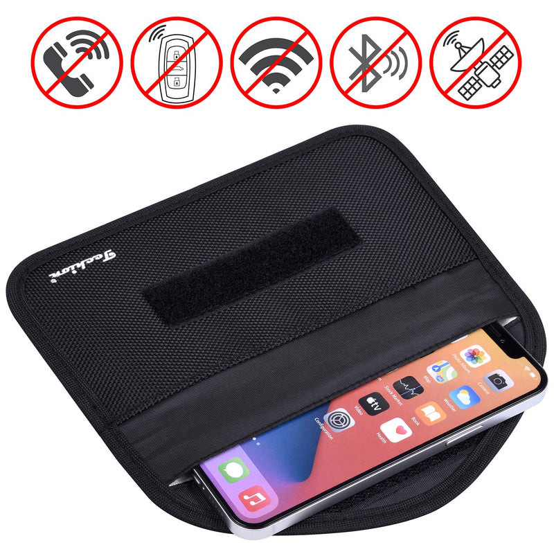Signal Blocking Bag, Techion 2 Pack RFID Faraday Bag Shield Pouch Cage Box Wallet Case for Cell Phone and Car Key FOB, Privacy Protection, Anti-Hacking - Black