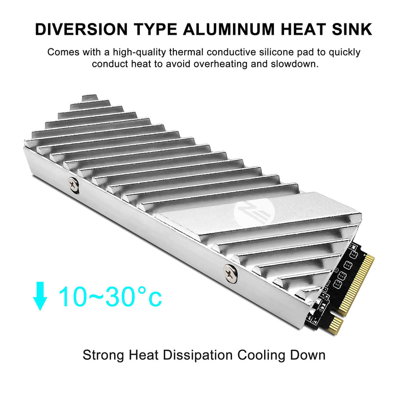 EZDIY-FAB M.2 2280 SSD Heatsink, Double-Sided Heatsink, High Performance SSD Cooler for PC/PS5 for PCIE NVME M.2 SSD or SATA M.2 SSD-Silver Silver