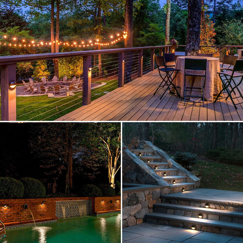 Lumina Lighting® 2W LED Deck Lights (2 Pack) | Low Voltage Landscape Lighting Waterproof - 12V 3000K Outdoor Patio Step Deck Lighting | Replaceable G4 LED Bulb Included (Bronze)