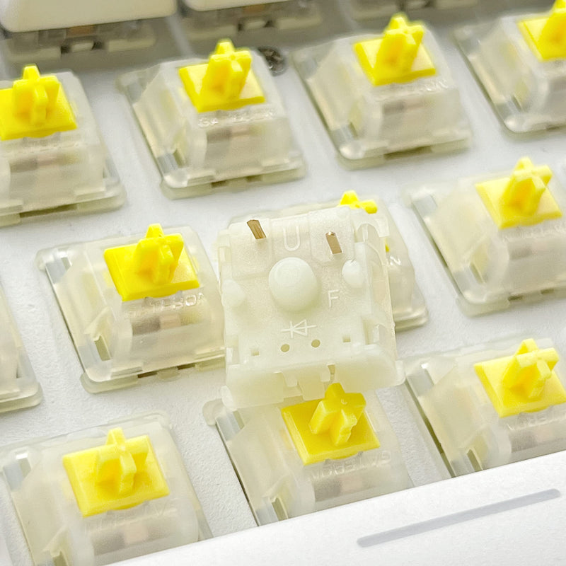 Gateron Milky Yellow Pro V2 Pre-lubed 5-Pin 50gf Linear Switches for All MX Mechanical Keyboard Game Keyboard(Milky Yellow Pro V2,72PCS) 72Pcs
