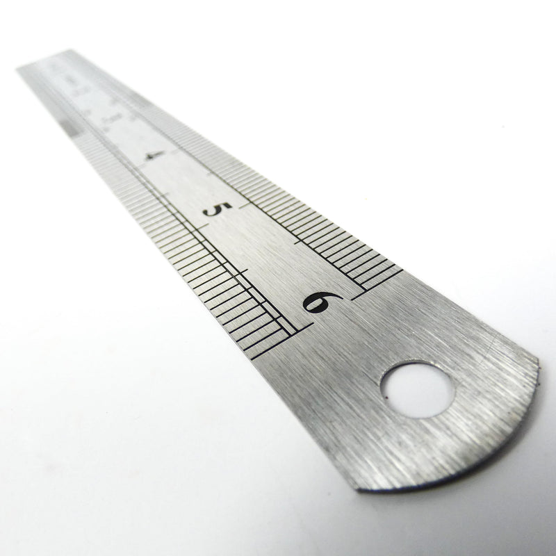 DAUMKINO® stainless steel ruler, length 15 cm, metric/imperial scale, versatile for use in hobbies, school and work