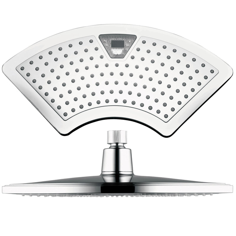 Dream Spa AquaFan 12 inch All-Chrome Rainfall-LED-Shower-Head with Color-Changing LED/LCD Temperature Display