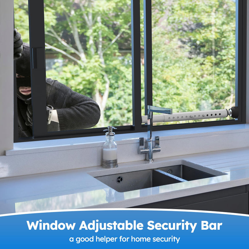 WooFog（Short）Security Bars for Sliding/Vertical Window, Adjustable Window Jammer Bars Security Inside,（Small）Window Guards for Home Security, 11" to 18" Anti Theft Window Safety Lock Bar -White 2 Pcs White 11" to 18"-2 PCS