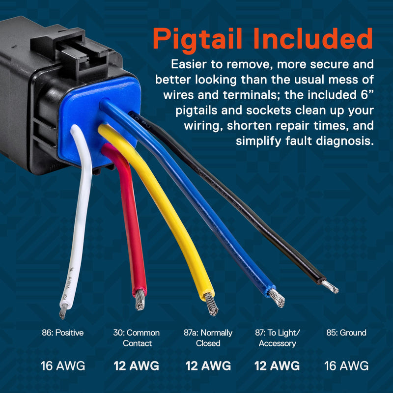 True MODS 1 Pack 5-Pin 12V Bosch Style Waterproof Relay Kit [Harness Socket] [12 AWG Hot Wires] [SPDT] [30/40 Amp] 12 Volt Automotive Marine Relays for Boats Auto Fan Cars