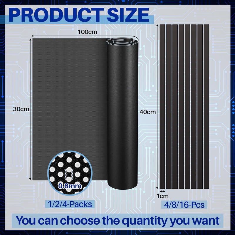 Woanger 1 Pcs 1000 x 300 mm DIY PC Case Dust Filter PC Fan Mesh Filter Air Vent Covers PVC Dustproof Cover with Magnetic Strip for Computer Chassis Speaker and More, 0.03 Inch Hole