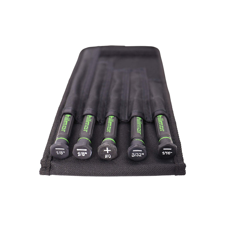 Hilmor Precision Screwdriver Set with Storage Pouch, Black & Green, SDPS 1891089
