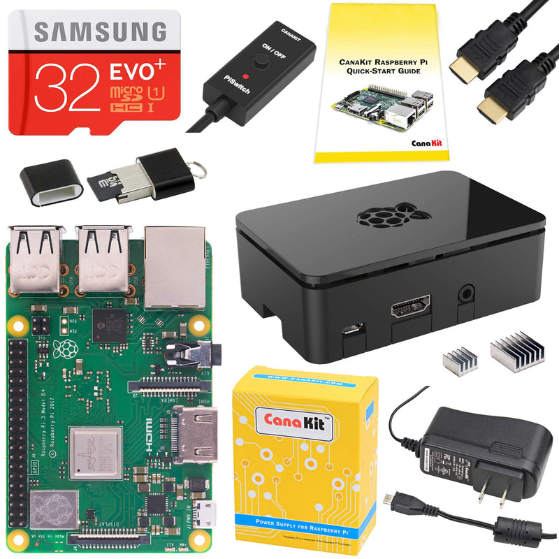 CanaKit Raspberry Pi 3 B+ (B Plus) Starter Kit (32 GB EVO+ Edition, Premium Black Case)