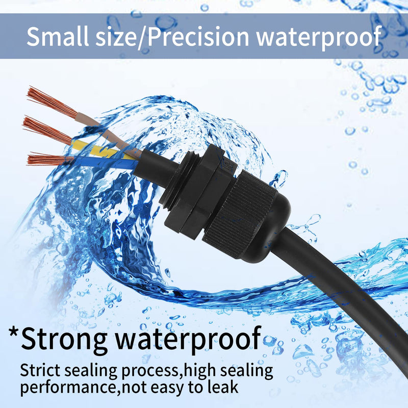Pack of 50 Cable Glands Set, IP68 Waterproof Adjustable Cable Grommet, Black Adjustable Cable Connectors Cable Connectors Set - PG7/9/11/13.5/16/19/21 PG25/29/36/42/48/63 (Black)