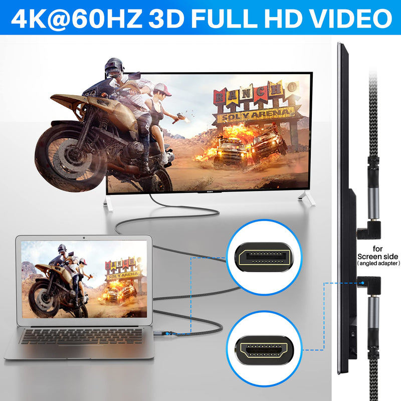 4K DisplayPort to HDMI Cable 20FT, 4K@60Hz HDR, High Speed Active Display Port to HDMI Cable UHD Converter, Uni-Directional, 4K@60Hz 2K@120Hz 1080P for HDTV, Monitor, Projector, Dell, NVIDIA, AMD, HP 20 Feet