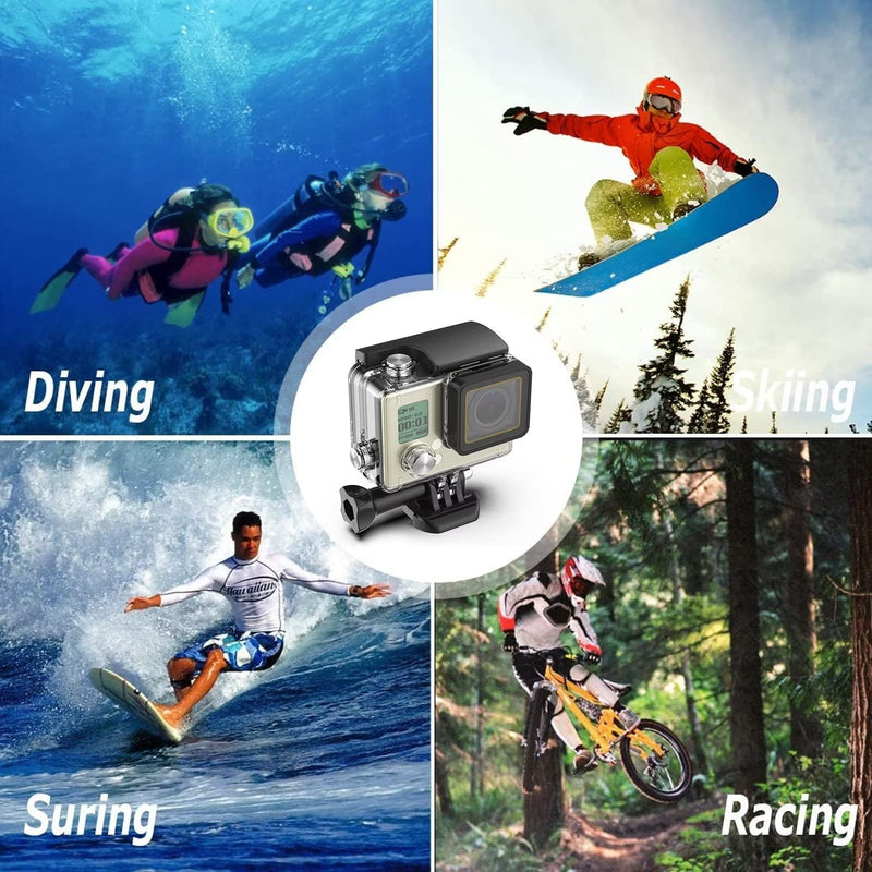 HONGDAK Waterproof Housing Case for GoPro Hero 4/3/3+, 60M/196FT Underwater Protective Dive Housing Shell with Bracket Mount Accessories for GoPro Hero4, Hero3+, Hero3 Action Camera Outside Sports for GoPro Hero 4/3/3+