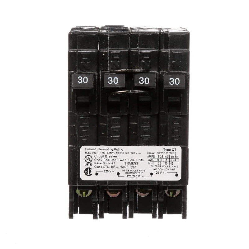 Siemens Q23030CT 30-Amp Double Pole Two 30-Amp Single Pole Circuit Breaker