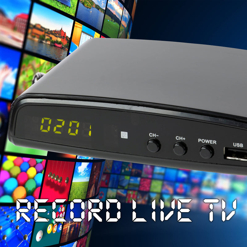 QFX CV-103 Digital Converter Box W Ul Adapter, for RF in (Antenna), RF Out, HD Out, and Video Out, USB Recording, Sleep Timer Feature, Black