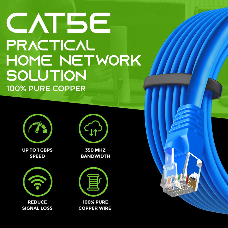 GearIT 24-Pack, Cat5e Ethernet Patch Cable 0.5 Feet - Snagless RJ45 Computer LAN Network Cord, Blue - Compatible with 24 48 Port Switch POE Rackmount 24port Gigabit 0.5 Feet (24-Pack)