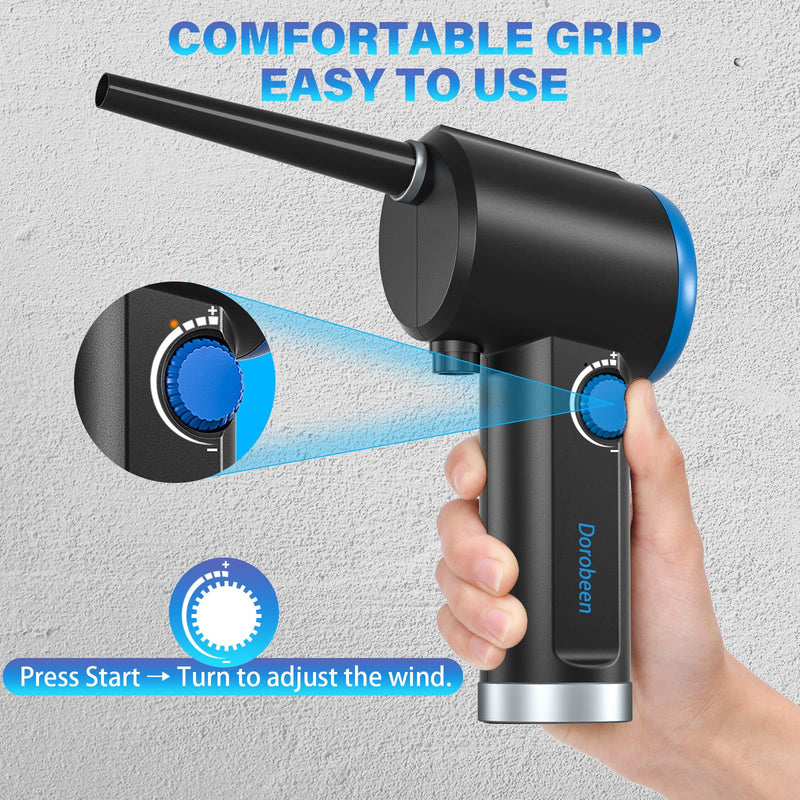 DOROBEEN Compressed Air Duster, Electric Air Duster, Cordless Air Duster, Canned Air Duster for Computer, Keyboard Cleaner, BLDC Motor - Stepless Speed - 6000mAh (Blue) AT07-B