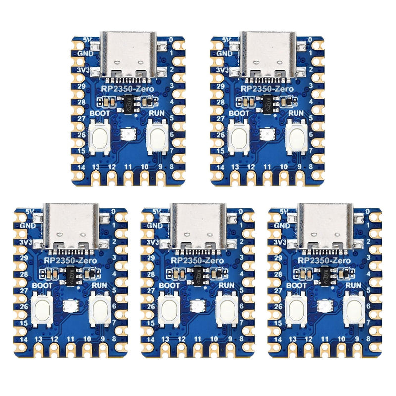 Waveshare 5PCS RP2350-Zero Mini Development Board, Raspberry Pi Microcontroller Development Board, Based On Raspberry Pi Dual-core & Dual-Architecture Microcontroller
